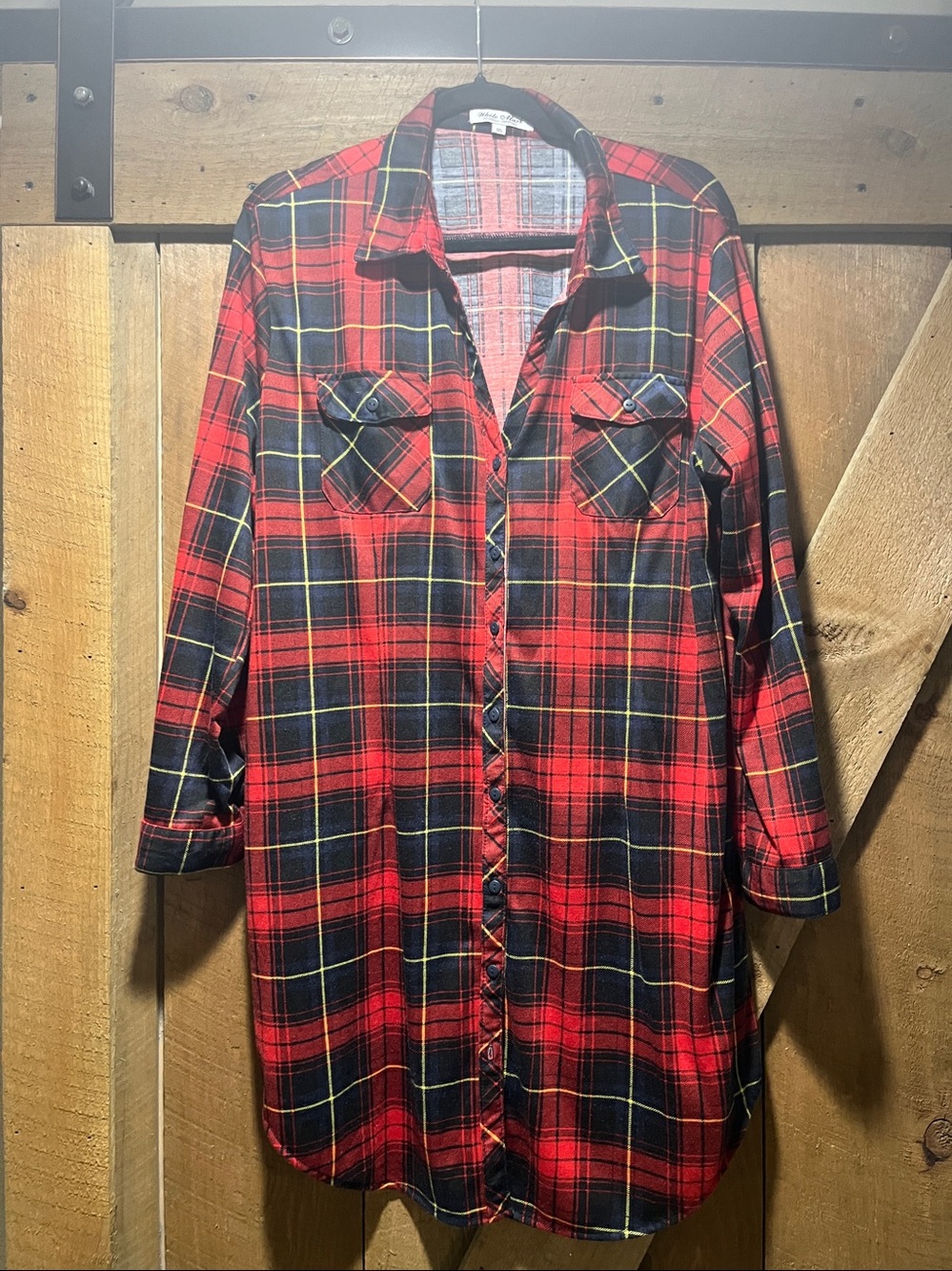 White Mark red  and navy Plaid Tunic Shirt